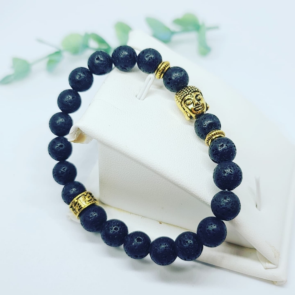 Lava Stone Buddha bracelet 8 mm